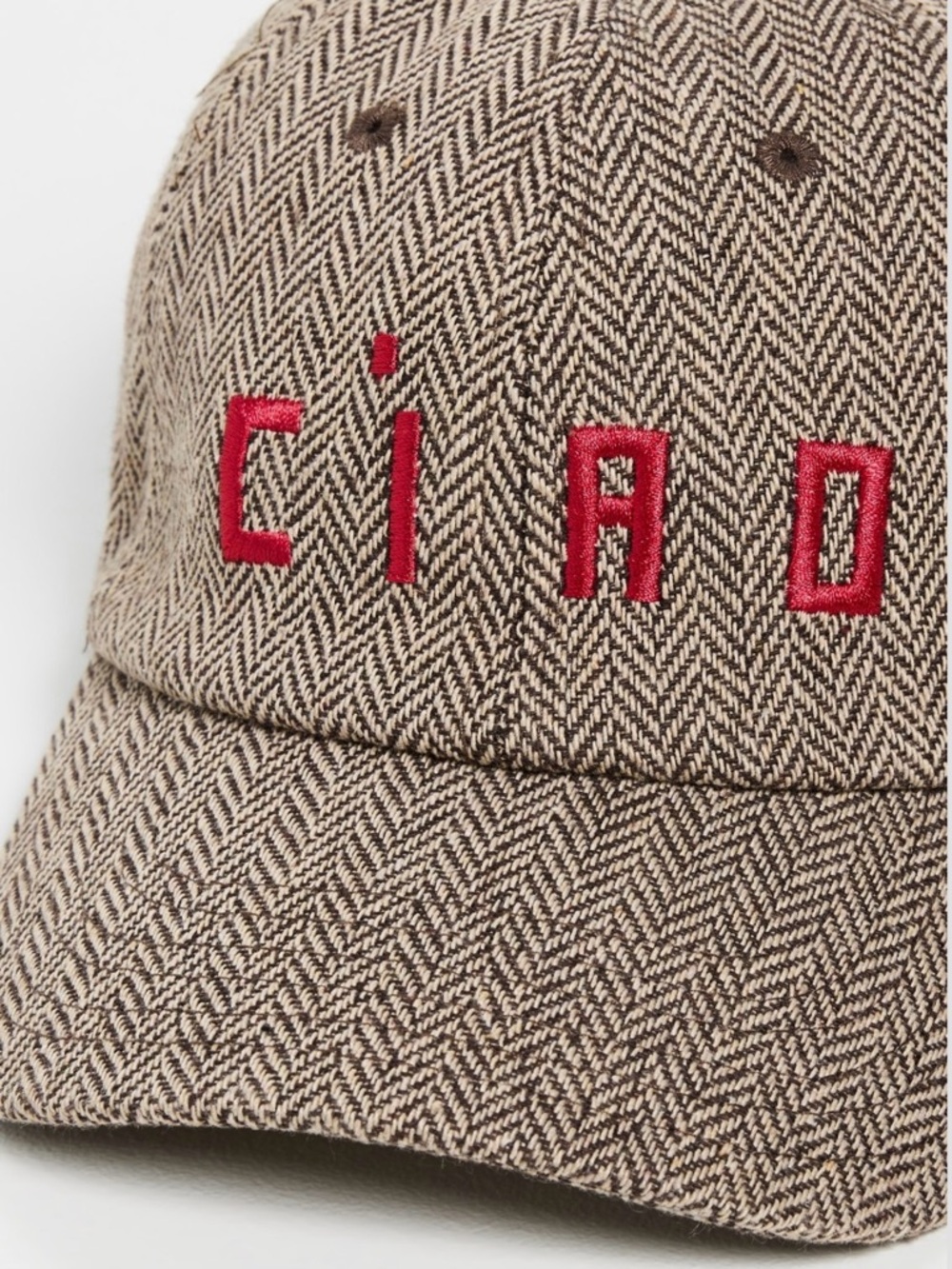 Clare V. Herringbone Baseball Cap with Red Embroidery - worn once - Picture 2 of 8